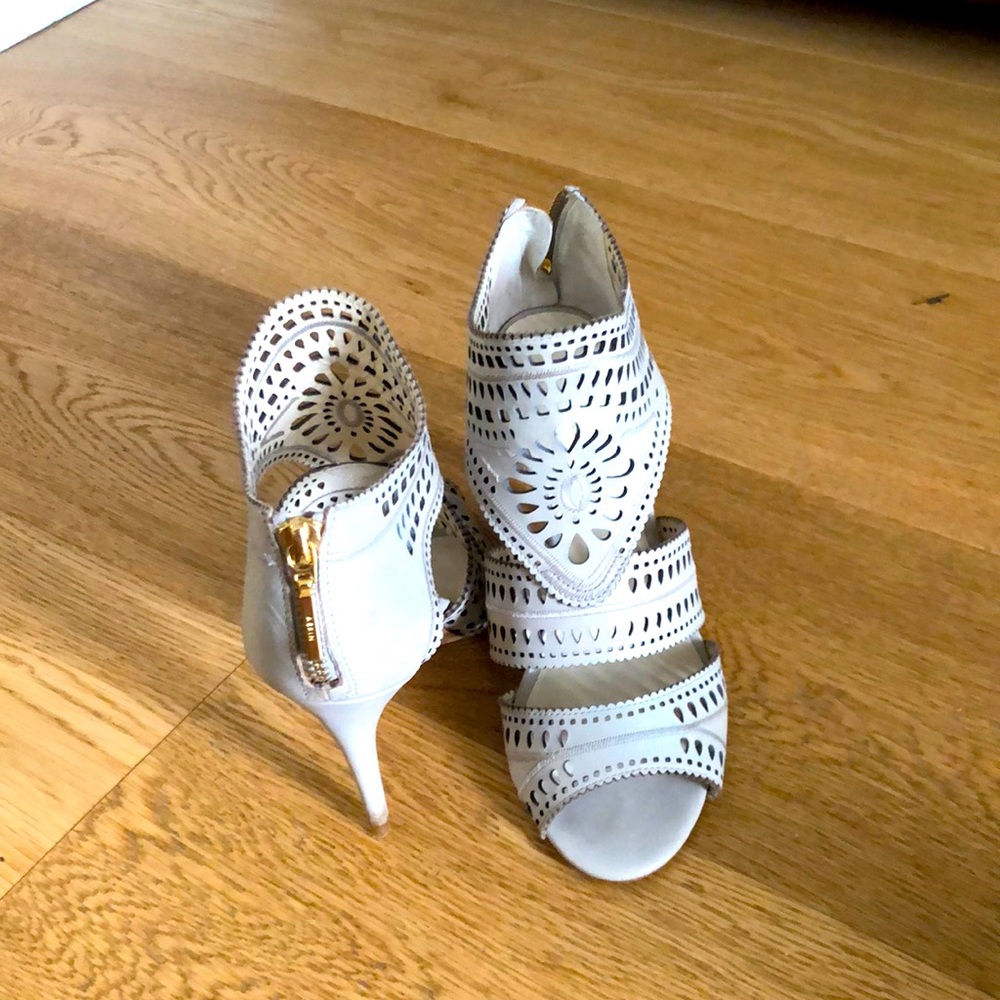 Cut out lace leather heels 3.5 inch heels